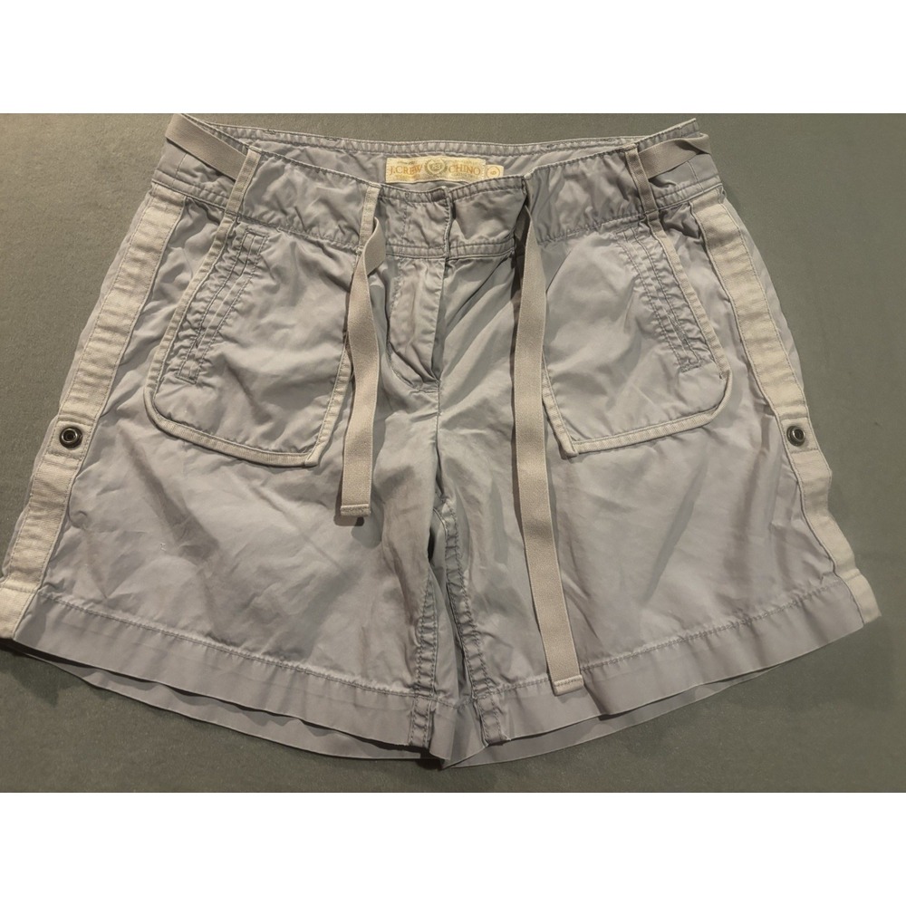 J Crew Womens Shorts Size 6 City Fit Cotton Chino Low Rise Zip Up Tie Gray